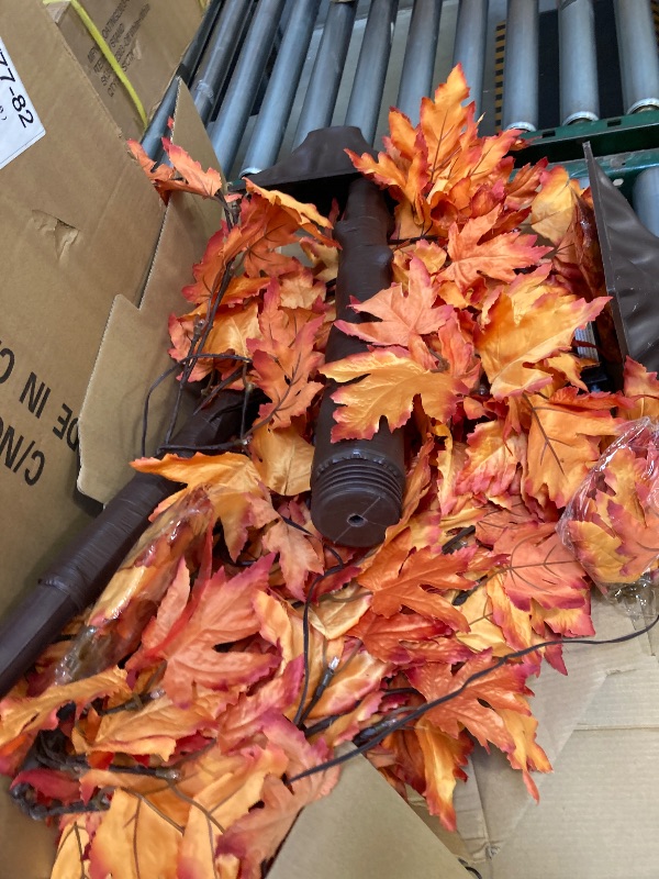 Photo 1 of  2Pack 6FT 300LED Artificial Lighted Maple Tree, Fall Decorations for Home, Timer Function Prelit Fall Decor Maple Tree with Warm White Light for Indoor Outdoor Harvest Halloween Thanksgiving Day 