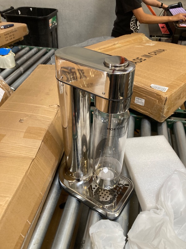Photo 1 of  MOKKOM Sparkling Water Maker, Soda Streaming Machine with 1L PET Carbonating Bottle, Carbonates Any Drink, Soda Maker Compatible with 60L CO2 Carbonator (NOT Included) - Stainless Steel 