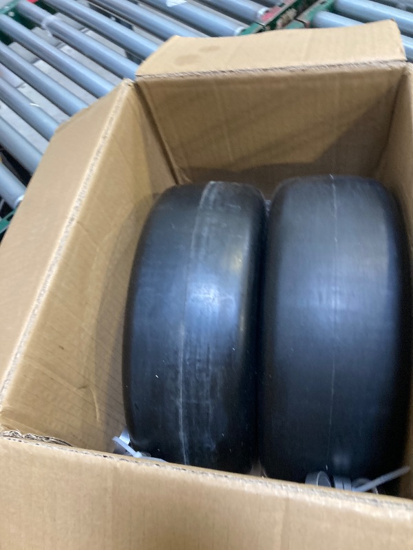 Photo 1 of  2 Pcs Upgrade 13x5.00-6 Flat Free Lawn Mower Tire and Wheel with 3/4" Chrome Steel Bearings, Zero Turn Mower Front Solid Tire Assembly for Commercial Grade Lawn, Garden Turf, 4.2"-5.2" Centered Hub 