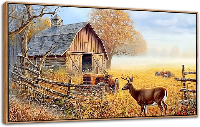 Photo 1 of JEAWA Animal Canvas Wall Art Decor - Deer Canvas for Wall Decor, Farm Artwork Decor, Large Wall Art for Living Room Bedroom, 29x58 IN