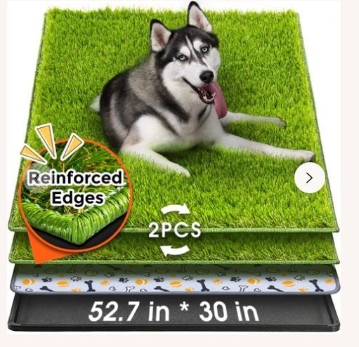 Photo 1 of Hompet Dog Grass Pad with Tray Large, 52.7"x30", 2 Reusable Artificial Turf for Dogs Potty, Waterproof Non-Slip Washable Pee Pads, Quickly Absorbency Portable Dog Litter Box for Indoor/Outdoor Use