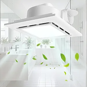 Photo 1 of 13.4" Panel Bathroom Exhaust Fan with Light, 160 CFM Bathroom Ventilation Fan with 12W 6500K LED Light, 1.0 Sones Low Noise, 4 Inch Duct Quiet Square Fan for Home Bath Restroom Hotel Office
