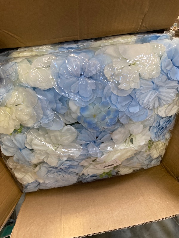 Photo 1 of MoKoHouse Wedding Flower Wall Backdrop Panels - Blue 24 Packs 3D Floral Wall for Birthday Party Baby Shower Photography Decoration