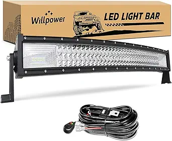 Photo 1 of Willpower Curved LED Light Bar 32 inch 405W Spot Flood Combo Triple Row Led Off Road Driving Fog Work Lights with Wiring Harness for Pickup SUV ATV UTV Truck Light, 12V 24V