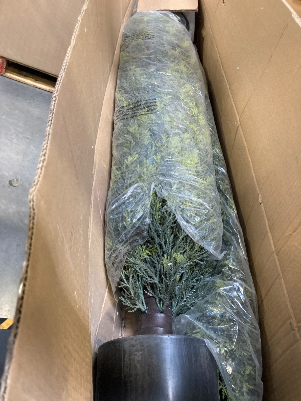 Photo 1 of 2 Pack 5ft Artificial Cedar Topiary Trees, Outdoor Artificial Plants for Front Porch Décor, Artificial Shrubs Fake Plants Uv Rated Potted Plants for Outdoor, Indoor, Front Door, Office.