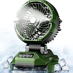 Photo 1 of Portable Misting Fan,30000mAh Rechargeable Battery Powered,4 Strong Winds&4 Spray Mister,Floor Cooling Fan for Outdoor,Camping,Patios,Adjustable Base for 10-13in Bucket(No Bucket Included)