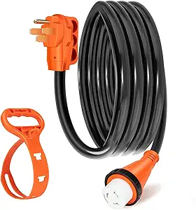 Photo 1 of WELLUCK 50 Amp 15FT RV Power Extension Cord with Cord Organizer, Heavy Duty NEMA 14-50P to SS 2-50R RV Twist Locking Adapter Plug for RV Camper and Generator to House, 6/3+8/1 Gauge, ETL Listed