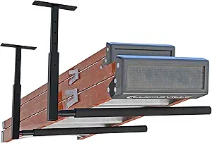 Photo 1 of Adjustable Ladder Ceiling Rack, Kayak Overhead Garage Storage Rack, Garage Ceiling Storage for Kayak, Ladder, Surfboard, Snowboar Overhead Hanger, Holds 150 lbs, Black