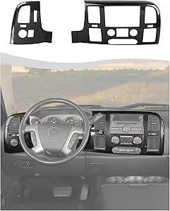 Photo 1 of Hoolcar Center Console Navigation Trim Panel Middle Air Conditioning Vent Cover Compatible with Chevrolet Silverado 1500 LT 2007-2013, Carbon Fiber