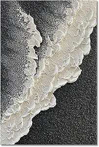 Photo 1 of NANKAI Handcrafted Thick Texture Black and White Abstract Canvas Art Ocean Wave Beach Landscape Oil Painting Home Wall Art Deco Oil Painting 24X36 Inches