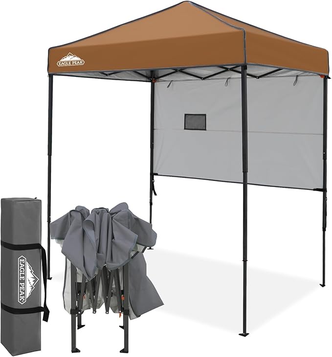 Photo 1 of EAGLE PEAK Instant Pop Up Canopy with Adjustable Sun Wall 6x4, Straight Lightweight Compact Portable Tent with Carry Bag, Black