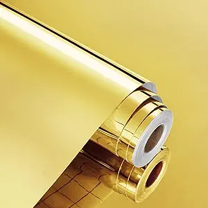 Photo 1 of WESTICK 24" x 118" Gold Mirror Stickers for Wall Self Adhesive Flexible Mirrored Wallpaper Peel and Stick Mirror Contact Paper Roll Stick on Mirrors for Art Crafts DIY Decoration Cabinets Countertops