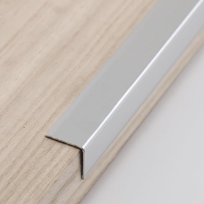 Photo 1 of Aluminum Corner Guards, Peel and Stick L-Shaped Molding Trim for Wall Table Door Frame Protection and Decoration (Matte Silver, 3Pcs x 2.9ft x 0.8in)