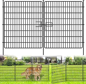 Photo 1 of 15 Panels No Dig Fence with Gate, 32 in(H) X 36 ft(L) Garden Decorative Fence Animal Barrier for Dogs, Rustproof Metal Garden Edging Border for Outdoor, Yard, Patio, Black