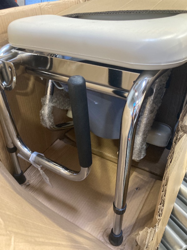 Photo 1 of Medline Drop Arm Commode with Padded Seat and Backrest, Durable Toilet Chair for Adults and Seniors, Removable Pail, Splash Guard, Drop Down Arms for Easy Transfer, 350 lb. Weight Capacity, Tan