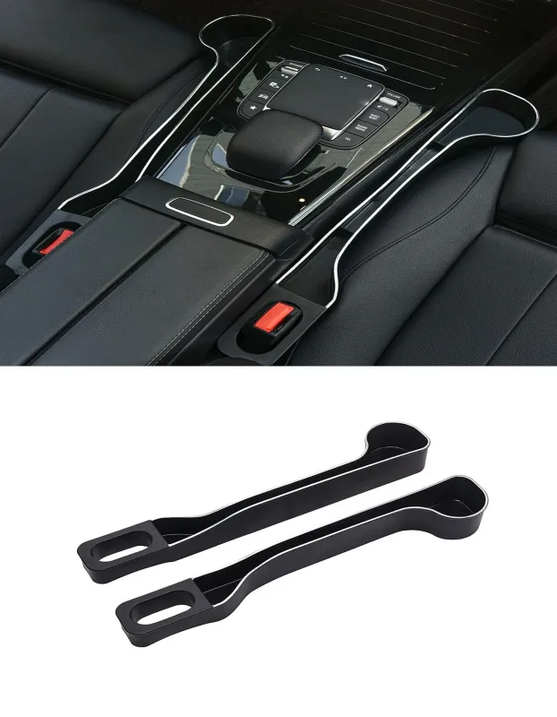 Photo 1 of Car Seat Gap Filler Organizer- Upgrade Car Side Seat Gap Filler with Cup Holder and Phone Holder- Car Seat Gap Organizer for Prevent Falling-Seat Gap Storage 2 Pack (2, Black)