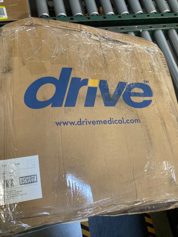 Photo 1 of Drive Medical 11148-1 Folding Steel Bedside Commode Chair, Portable Toilet, Supports Individuals Weighing Up To 350 Lbs, with 7.5 Qt. Bucket and 13.5 Inch Seat, Grey