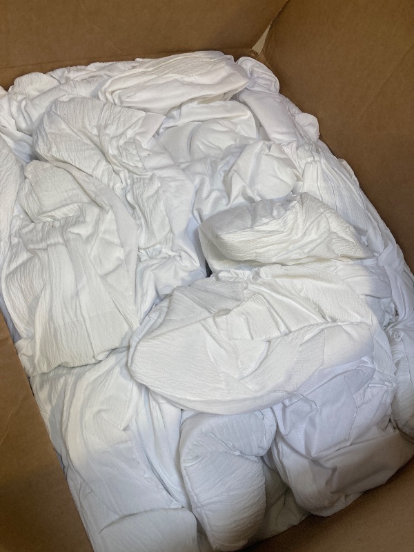 Photo 1 of Comfort Spaces Comforter for King Size Bed, Ogee Ruched with Crinkle Texture, Breathable Comforter Set King, All Season Lightweight Bedding Set, Shams, Décor Pilow, King/Cal King White 4 Piece