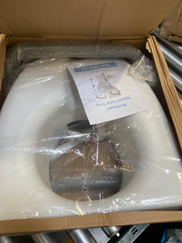 Photo 1 of WeHwupe Raised Toilet Seat with Handles for Elderly - Toilet Seat Risers for Seniors with Adjustable Padded Arms - Elevated Toilet Safety Seat for Standard or Elongated Commode