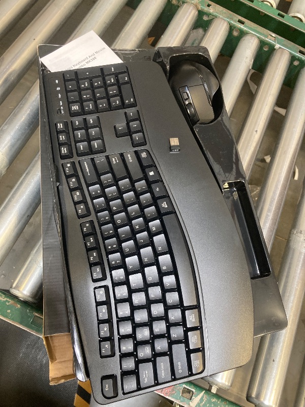 Photo 1 of Wireless Keyboard and Mouse Combo, 2.4G Full Size Wave Keys Ergonomic Keyboard with Wrist Rest and 3-Level DPI Adjustable Wireless Ergonomic Mouse for Windows, Mac OS Desktop/Laptop/PC(Black)
