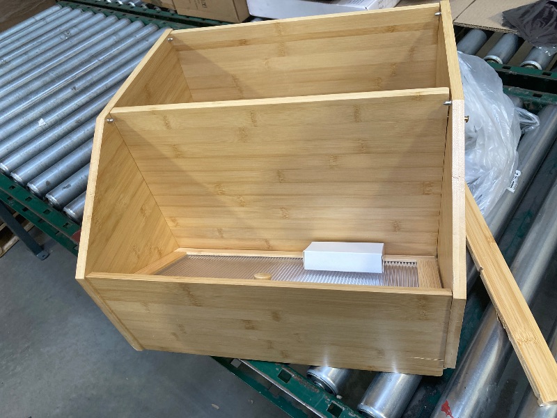 Photo 1 of Vriccc Extra Large Bread Box for Kitchen Counter, Bamboo Wood Double Layer Bread Box for Kitchen Counter, Wooden Capacity Bread Storage Bin
