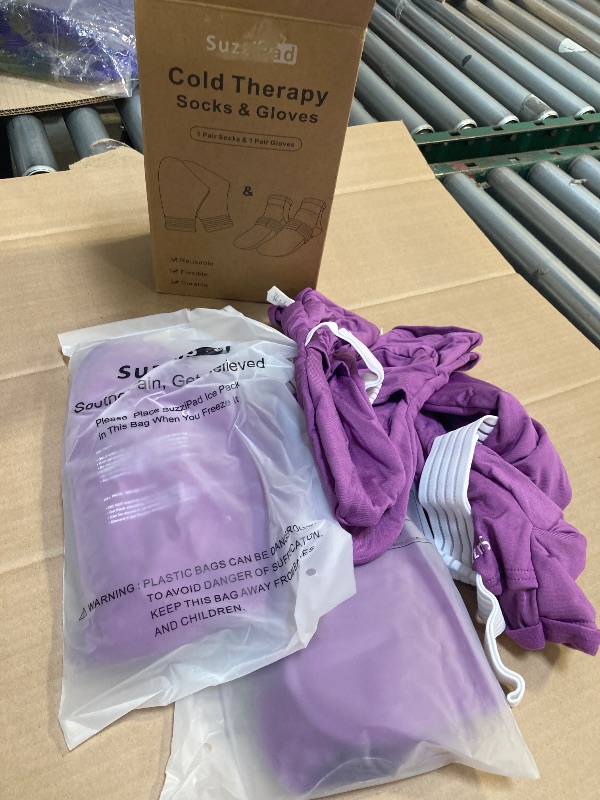 Photo 1 of SuzziPad Foot Ice Pack Cold Socks & Gloves for Chemotherapy, Comfort Items for Chemo, Soothing for Feet, Cooling Therapy for Hand, L, Purple