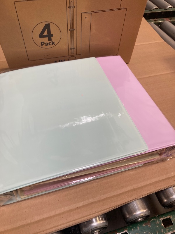 Photo 1 of SUNEE 3 Ring Binder 1 Inch 4 Pack, Clear View 1" Binders Three Ring PVC-Free (Fit 8.5x11 Inches) for School or Office Supplies, Assorted Pastel