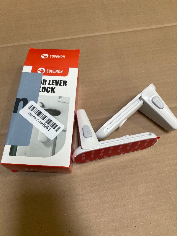 Photo 1 of EUDEMON Childproof Door Lever Lock, Baby Safety Door Handle Lock, Easy to Install and Use Adhesive no Tools Need or Drill (White, 2 Pack)