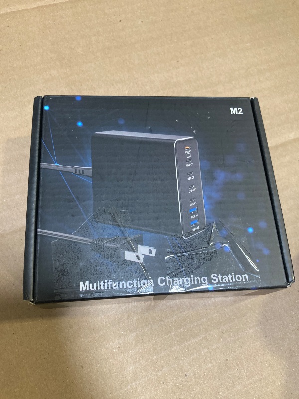 Photo 1 of Aluminum Alloy 260W USB C Charger GaN Fast USB C Charging Station 7 Ports 65W Laptop Charger for MacBook Pro/Air/iPad Pro/iPhone (Gray)