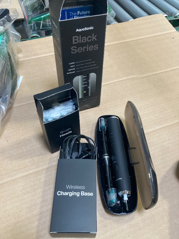 Photo 1 of Aquasonic Black Series Ultra Whitening Toothbrush – ADA Accepted Electric Toothbrush- 8 Brush Heads & Travel Case – 40,000 VPM Electric Motor & Wireless Charging - 4 Modes w Smart Timer
