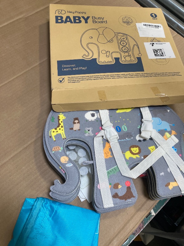 Photo 1 of Heypappy Busy Board, 12 in 1 Educational Busy Book Learning Sensory Toys for Toddlers with Fine Motor Skills, Busy Book Toys with Backpack Strap, Elephant Shape