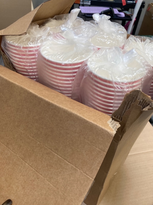 Photo 1 of Nuenen 300 Pcs 8 oz Fall Ice Cream Paper Cups Bulk Disposable Dessert Cups Solid Color Paper Dessert Bowls for Snack Sundae Party Favors Ice Cream Bar Supplies (Pink)