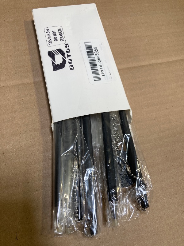 Photo 1 of Outus 6 Pcs Clipboard Pens with Chain Reception Counter Security Pen with Base Holder Adhesive, Black Ink