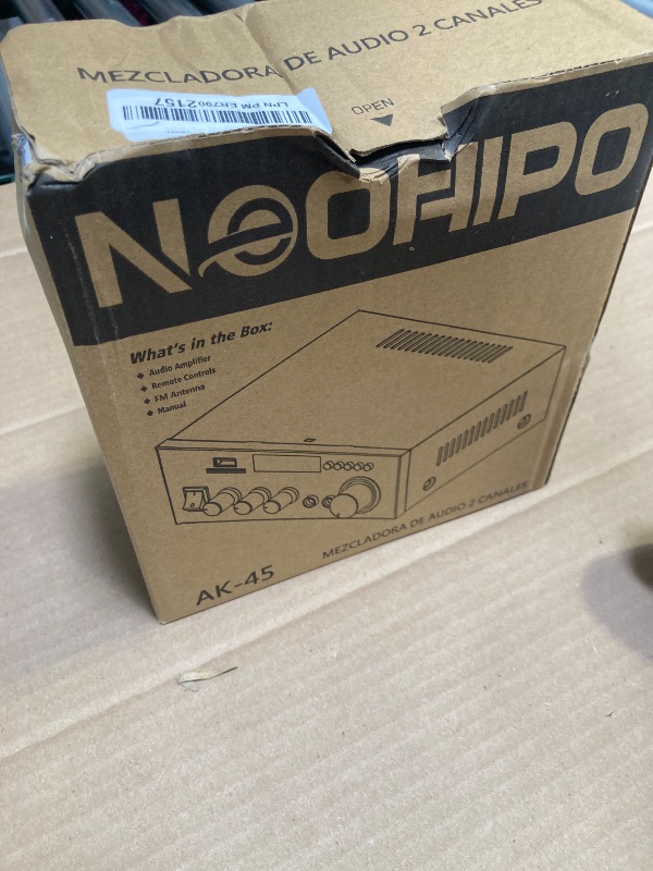 Photo 1 of Stereo Receiver & Amplifier Home Audio Amp, AK45 Bluetooth Receiver for Home Stereo, 300Wx2, Bluetooth 5.0, 2 Channel, w/FM & Karaoke, w/USB/SD/RCA/MIC/FM in, w/Remote, for Garage Party Market