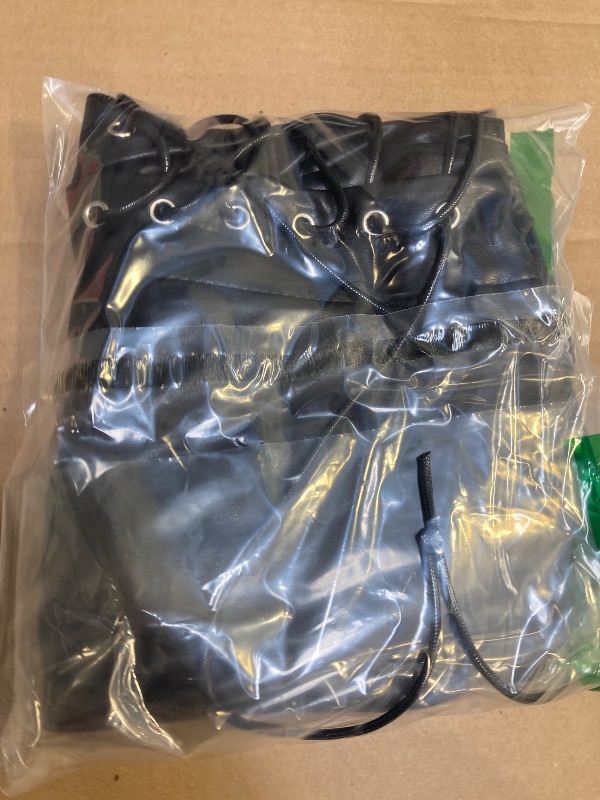 Photo 1 of Size L--Oflive Women's Sexy High Waisted Club Faux Leather Shorts Fashion Disco Short Hot Pants (Large, S037 Black)