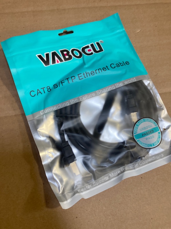 Photo 1 of Vabogu Cat 8 Ethernet Cable, 5ft Heavy Duty High Speed Internet Network Cable, 26AWG, 2000MHz 40Gbps with Gold Plated RJ45 Connectors, Shielded for Indoor & Outdoor Use