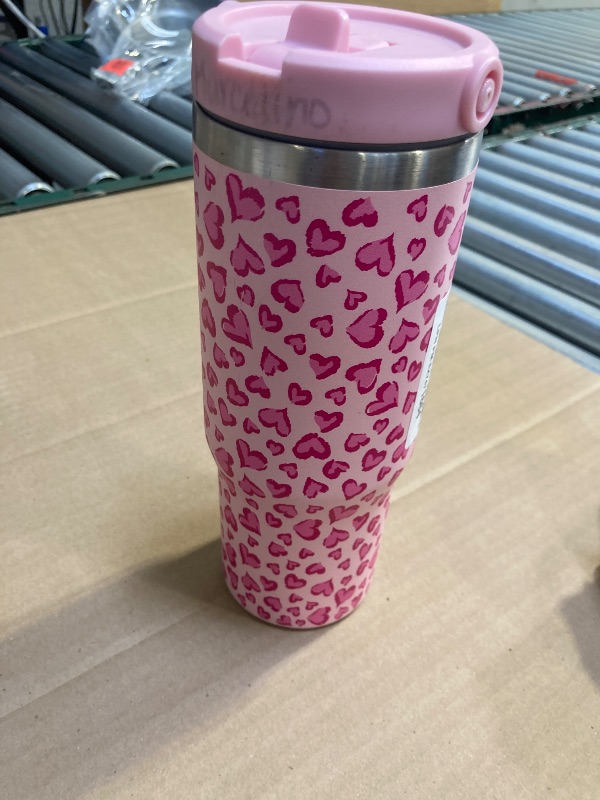 Photo 1 of Metalya 30 oz Tumbler with Handle and Straw, Vacuum Insulated Tumblers with Flip Straw and Top Handle, Leakproof Tumbler, Stainless Steel Travel Mug for Coffee Water, Cold for 20 Hours(Love)