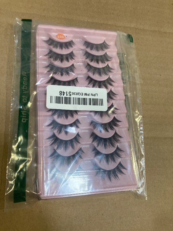 Photo 1 of AUGENLI 10 Pairs Manga lashes Cosplay Eyelashes Japanese Style Makeup Thick Eyelash Extension Masquerade Party Eyelashes, Create Gorgeous Makeup