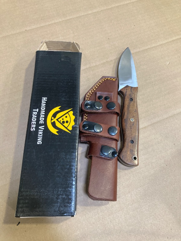 Photo 1 of  Hunting Knife with Wooden Handle, Fixed Blade Tracker Knife