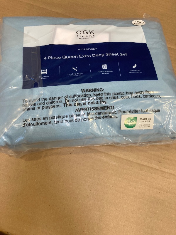 Photo 1 of Extra Deep Pocket Queen Sheet Set - 4 Piece Breathable & Cooling Bed Sheets - Hotel Luxury Sheet Set - Soft, Wrinkle Free & Comfy - Easily Fits Extra Deep Mattresses - Deep Pocket Light Blue Sheets