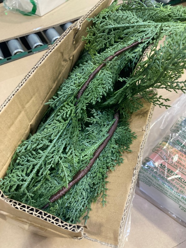 Photo 1 of 9FT Christmas Cedar Garland Full Real Touch Artificial Green Faux Cypress Realistic Pine Garland for Mantle Fireplace Table Home Decoraiton