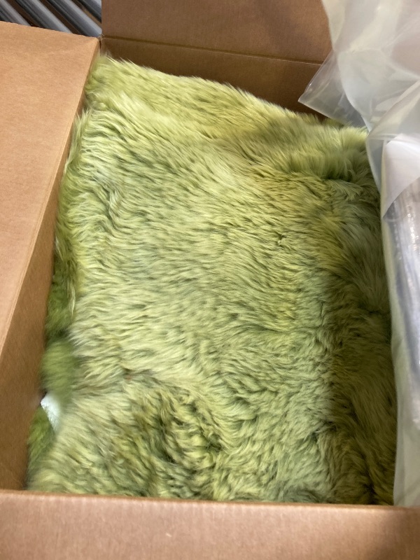 Photo 1 of  LLB Genuine Sheepskin Area Rug Wool Rug Fur Carpet Fluffy Shaggy Fur Rug for Living Room Kids Bedroom Real Sheepskin Throw Rugs Sofa Mat Chair Seat Covers (Pea Green, 2 x 6 ft Sheepskin) 