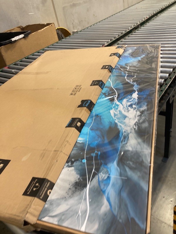 Photo 1 of  Wall Art Abstract Canvas Painting Teal Blue Modern Artwork for Living Room Bedroom Dining Room Home Office Decor 30"x60" with Framed 