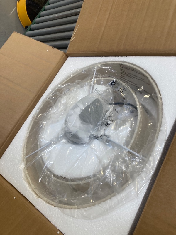 Photo 1 of  16" Semi Flush Mount Ceiling Light, 3-Light Drum Ceiling Light Fixture with 2-Tier Fabric Linen Shade, Farmhouse Chandelier for Dining Room, Living Room, Bedroom, Kitchen, Hallway, Entryway 