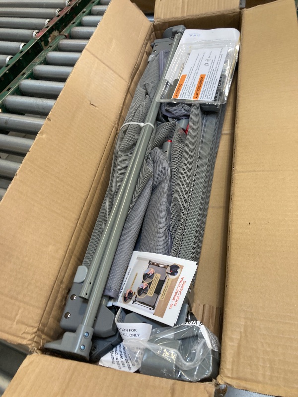 Photo 1 of  Sliding Pet Gate for Doorways Expandable 32"-55" Wide Adjustable Pet Gate 28 Inch Tall Step Over Baby Proofing Gate for Doorways Mesh Pet Gate for Stair Dog Gate Indoor Child Gates for Doorways (Gray) 