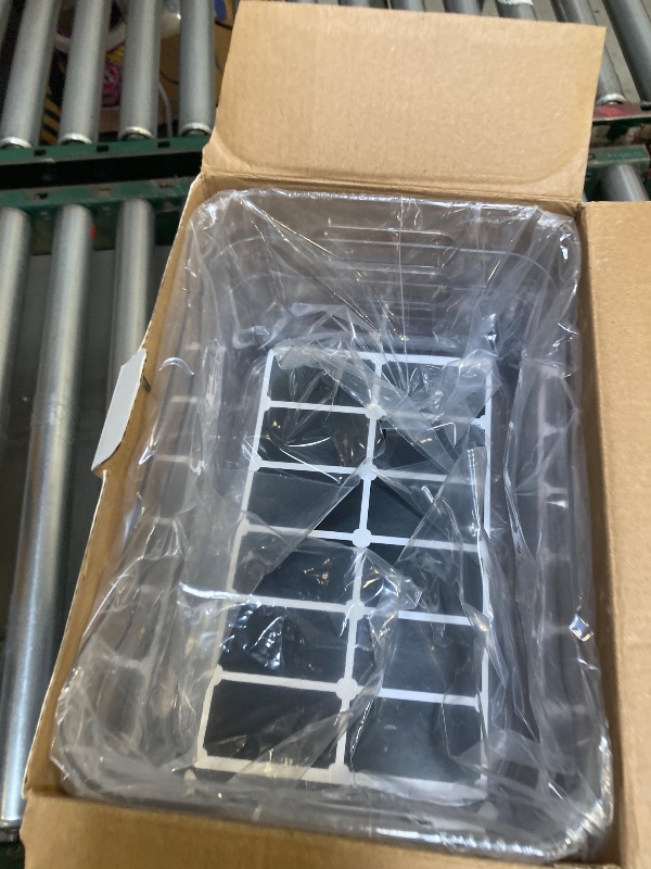 Photo 1 of 12 PACK Multi-Use Clear Plastic Storage Bins for Organizing w/ Labels - Home, Kitchen, Bathroom, Office, Pantry Cabinet Shelf Organizer Bins - SOHO...