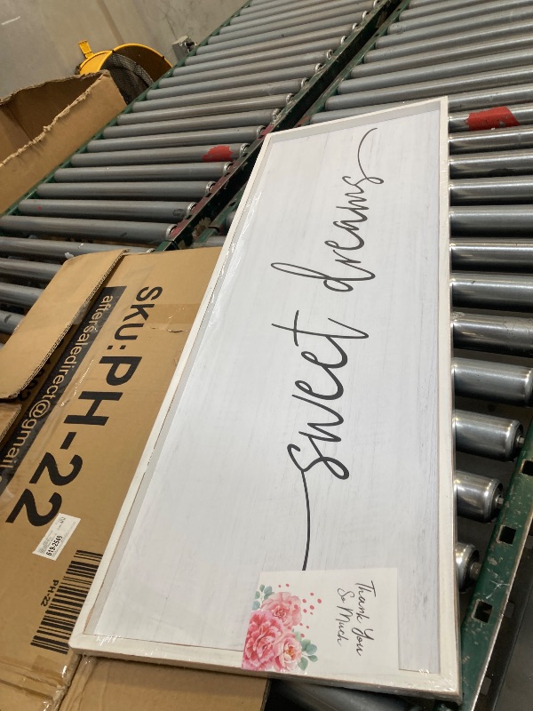 Photo 1 of  Sweet Dreams Wall Decor Above Bed Large 41''×15'' Farmhouse Wall Decor for Bedroom Guest Room Decor Framed Wood Wall Art Rustic Master Bedroom Wall Decoration 01 (white frame) 