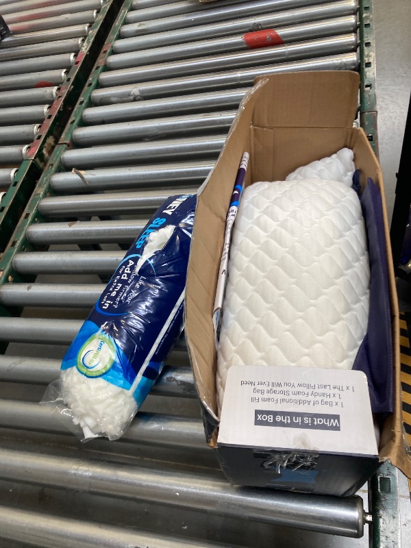 Photo 1 of  Sidney Sleep Pillow for Side and Back Sleepers - Comfort for Neck and Shoulder Pain - Adjustable Contour Fill - Queen Size - Extra Fill Included (White) 