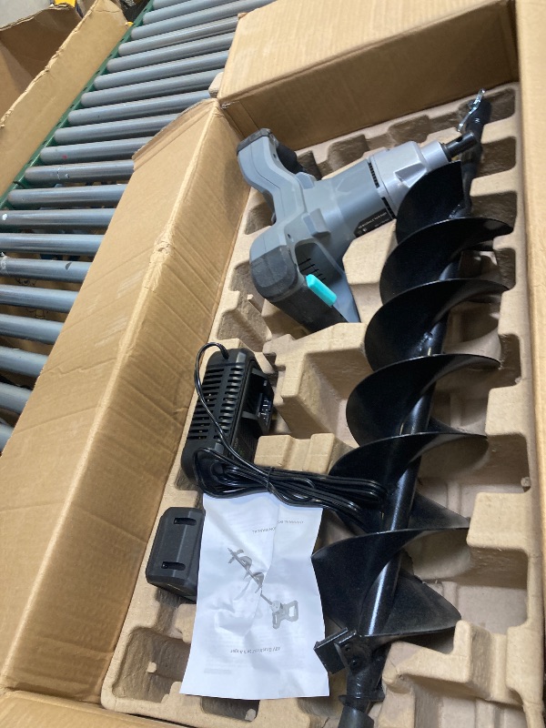 Photo 1 of 40V Brushless Cordless Earth Auger 6 Inch Post Hole Digger w/ 2,5AH Battery, 4A Charger, Led Work Light?Forward & Reverse Direction