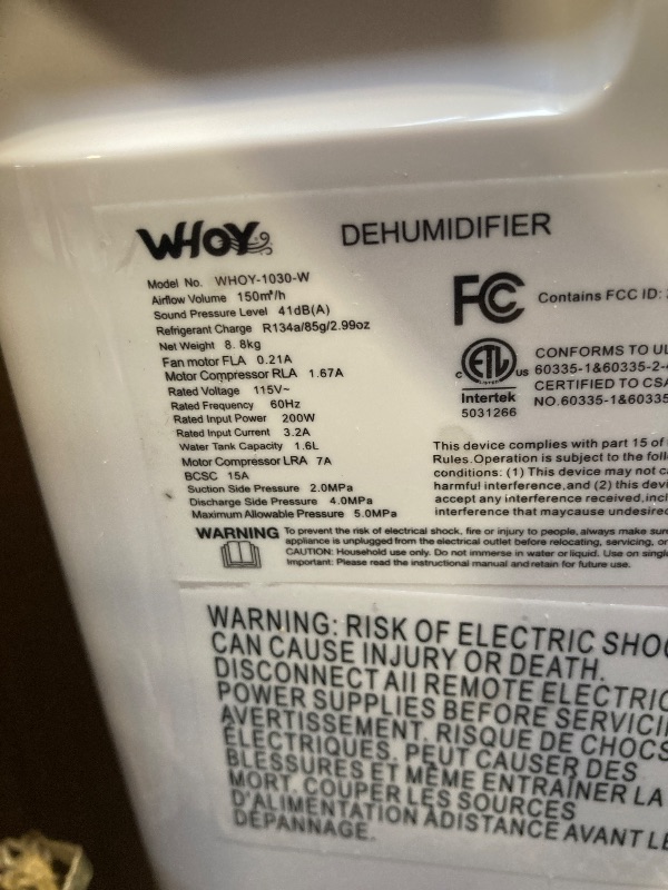 Photo 1 of  Dehumidifier for Basements, 2000 Sq. Ft., 30 Pints, Max 50 Pints 1.6L Tank, App-Controlled, With 4.9 ft Drain Hose Low noise, for Living room, Basements and Office 